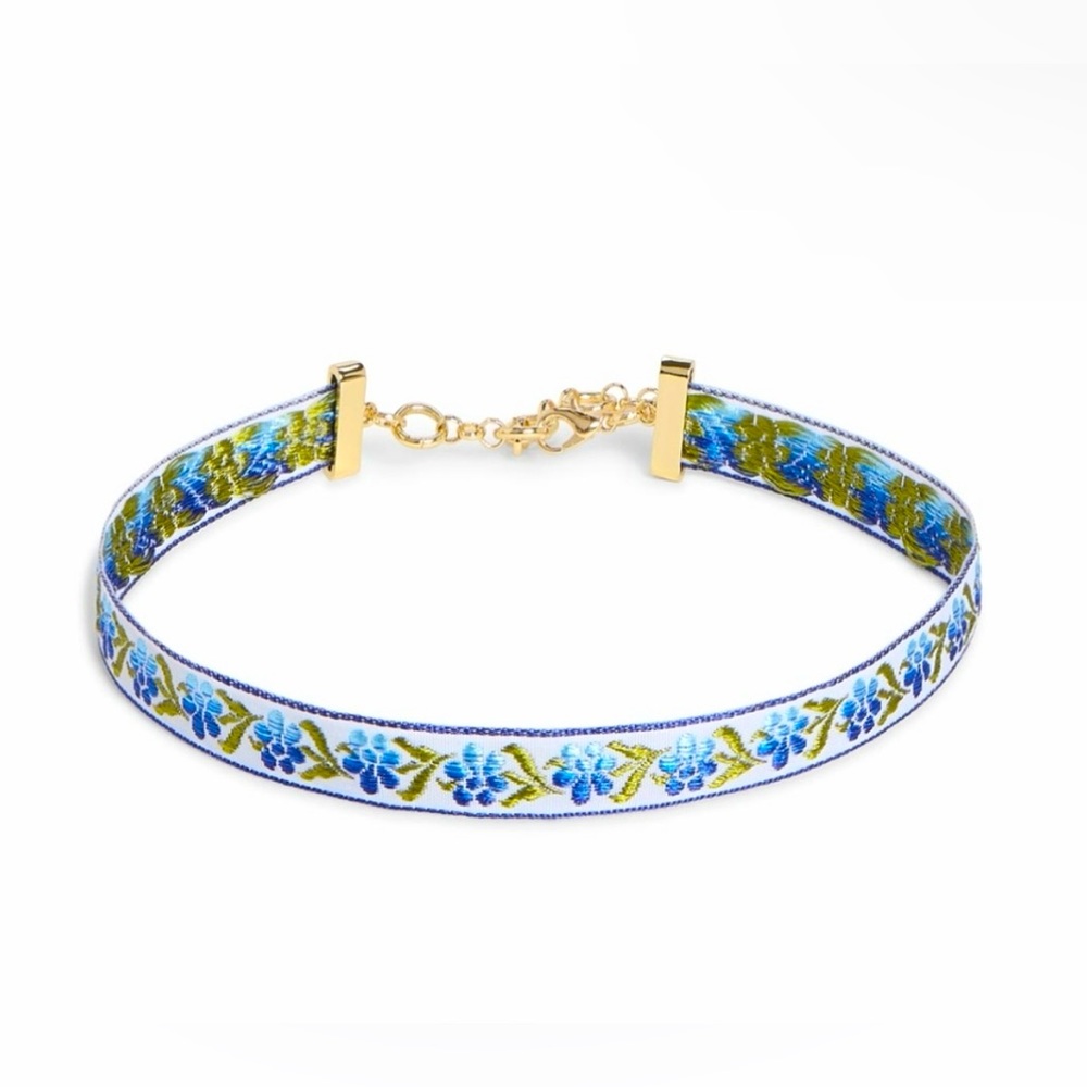 Hill House | Ribbon Choker Necklace | Blue
Multi Floral Embroidered - NWT